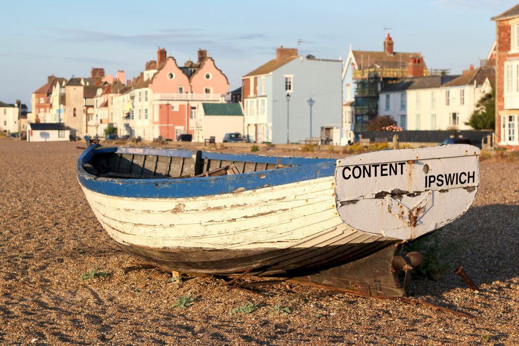 ea and boat on a Suffolk beach